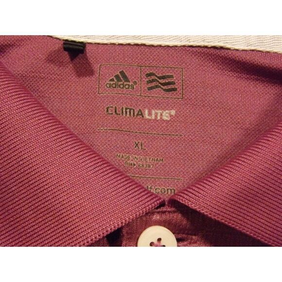 Adidas Golf Polo Men Sz XL Climalite Purple Short Sleeve 3 Button Collared - Picture 7 of 8